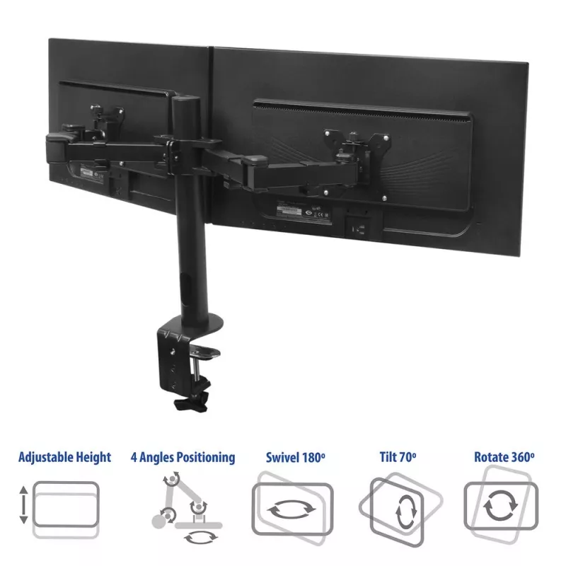 ACT Dual monitora statīvs biroja solid pro skava/caururbjamais 12 kg 10-32 collas