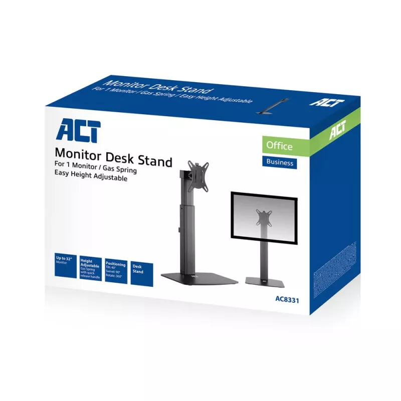 ACT brīvi stāvoša gāzes atsperes monitora roka birojam, 7 kg ietilpība, 10 līdz 32 collas