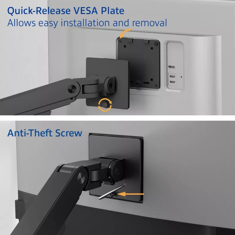 ACT Monitora roka 49 collu biroja premium gāzes atspere 1 monitors Clamp/Grommet 20 kg