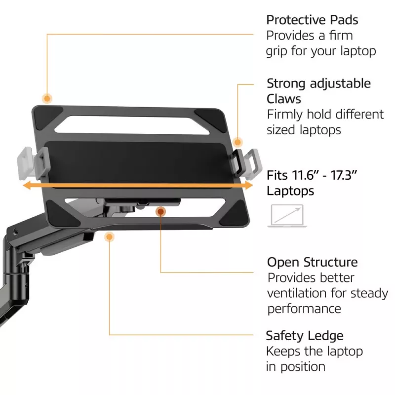 Laptop & monitor arm ACT AC8341 gas spring Melns 49 inch