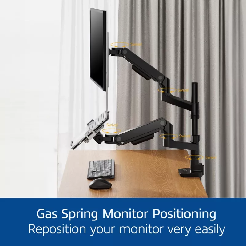 Laptop & monitor arm ACT AC8341 gas spring Melns 49 inch