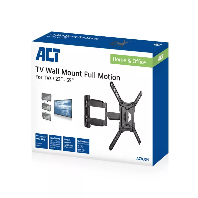 ACT Full Motion TV sienas stiprinājums 23 collas līdz 55 collas VESA 35 kg