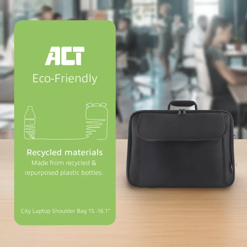 ACT Office plecu soma portatīvajiem datoriem līdz 16,1 inch, izgatavota no pārstrādātām plastmasas pudelēm