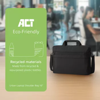ACT Urban plecu soma portatīvajiem datoriem līdz 16”, izgatavota no pārstrādātām plastmasas pudelēm
