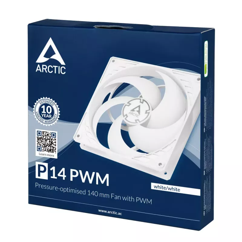 ARCTIC P14 PWM Spiedienam optimizēts 140 mm ventilators ar PWM