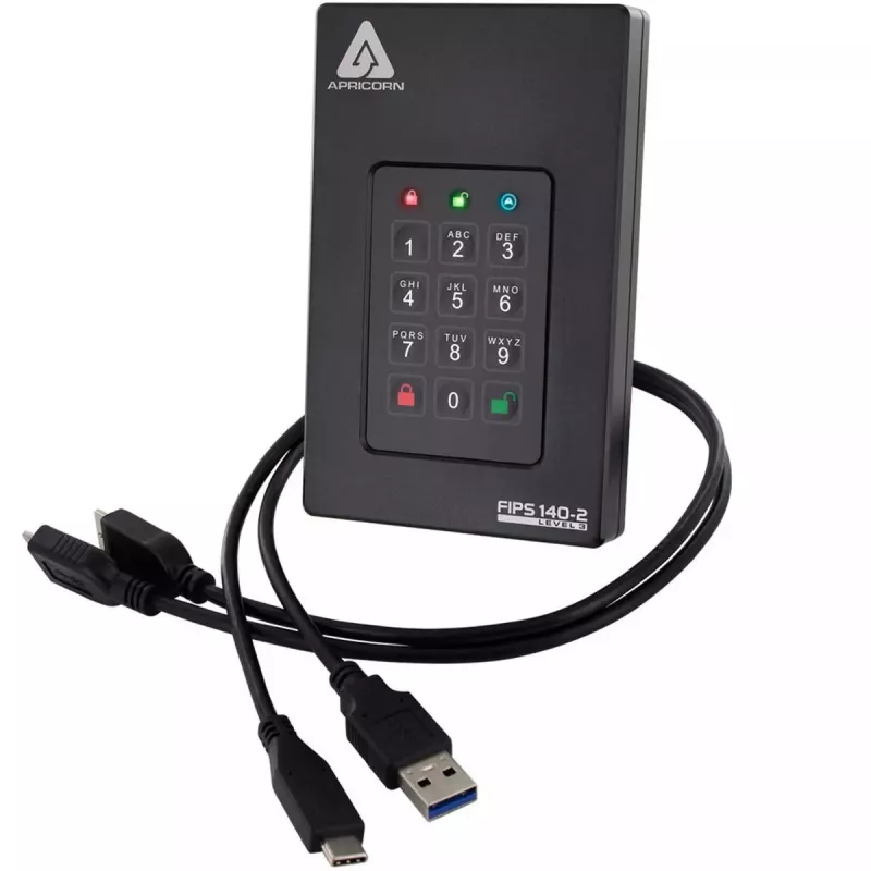 HDD Apricorn 2 TB USB Type-A uz USB Type-C Aegis Fortress L3