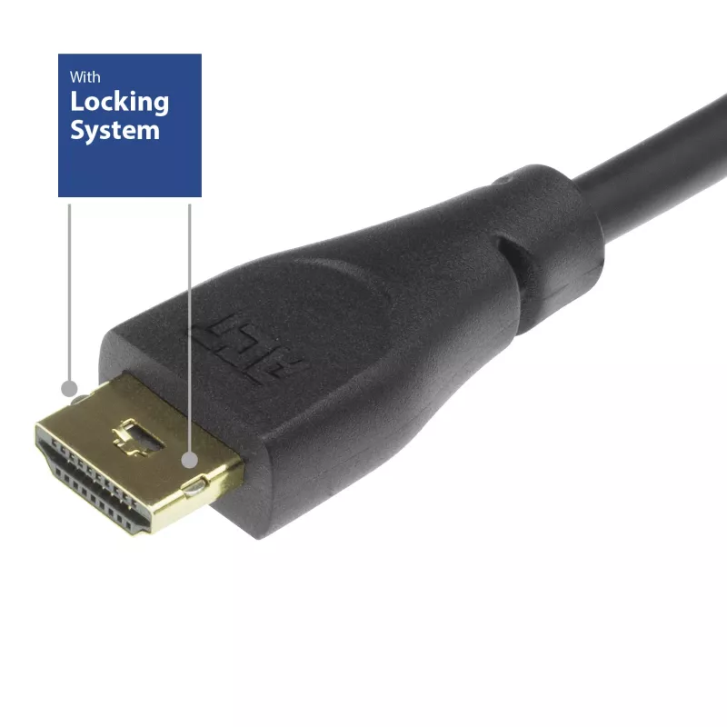 ACT 0,90 metri HDMI 4K Premium Certified Locking Cable v2.0 HDMI-A vīrietis - HDMI-A vīrietis