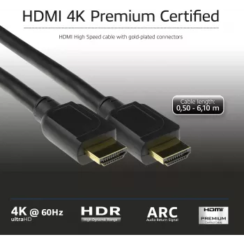 ACT 3 metru HDMI High Speed premium sertificēts kabelis v2.0 HDMI-A vīr. – HDMI-A vīr.