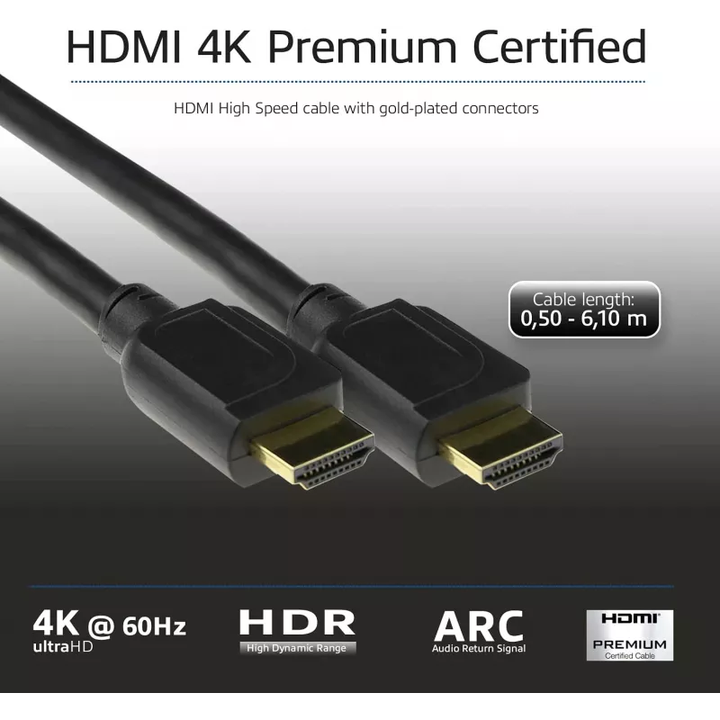 ACT 5 metru HDMI High Speed premium sertificēts kabelis v2.0 HDMI-A vīr. - HDMI-A vīr.