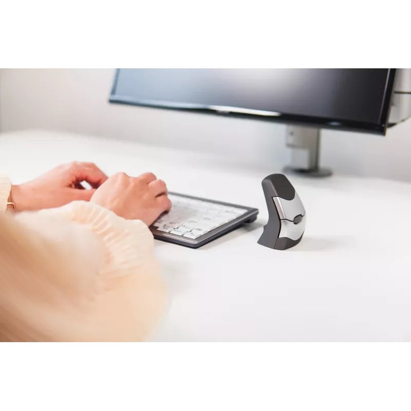 BakkerElkhuizen DXT 2 Precision Mouse bezvadu, abpusējs, vertikāls dizains, lāzera, RF bezvadu + Bluetooth, 2000 DPI, melns, pelēks
