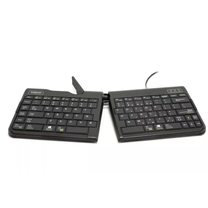 BakkerElkhuizen Goldtouch Travel Go2 Wired DE Qwertz, Mini, Vadu, USB, Šķērveida taustiņu slēdzis, QWERTZ, Melns