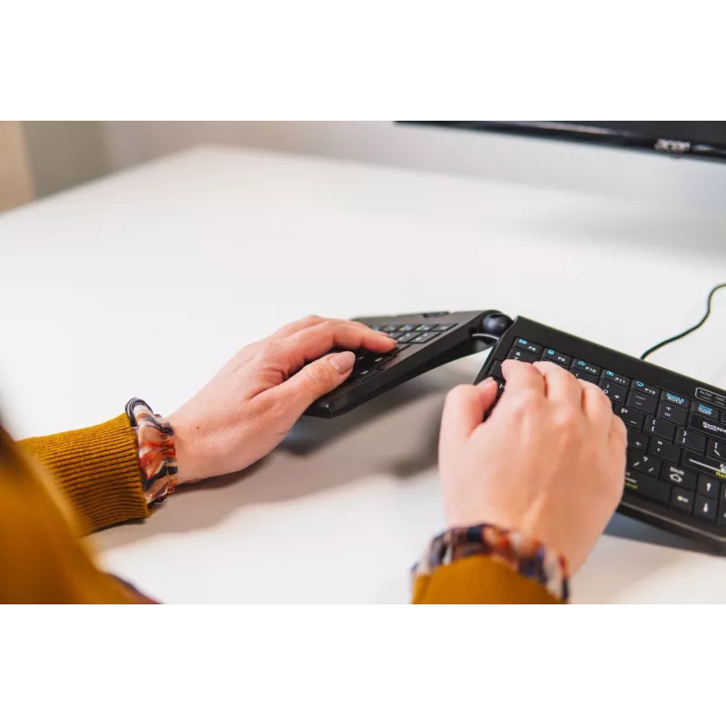 BakkerElkhuizen Goldtouch Travel Go2 Wired DE Qwertz, Mini, Vadu, USB, Šķērveida taustiņu slēdzis, QWERTZ, Melns