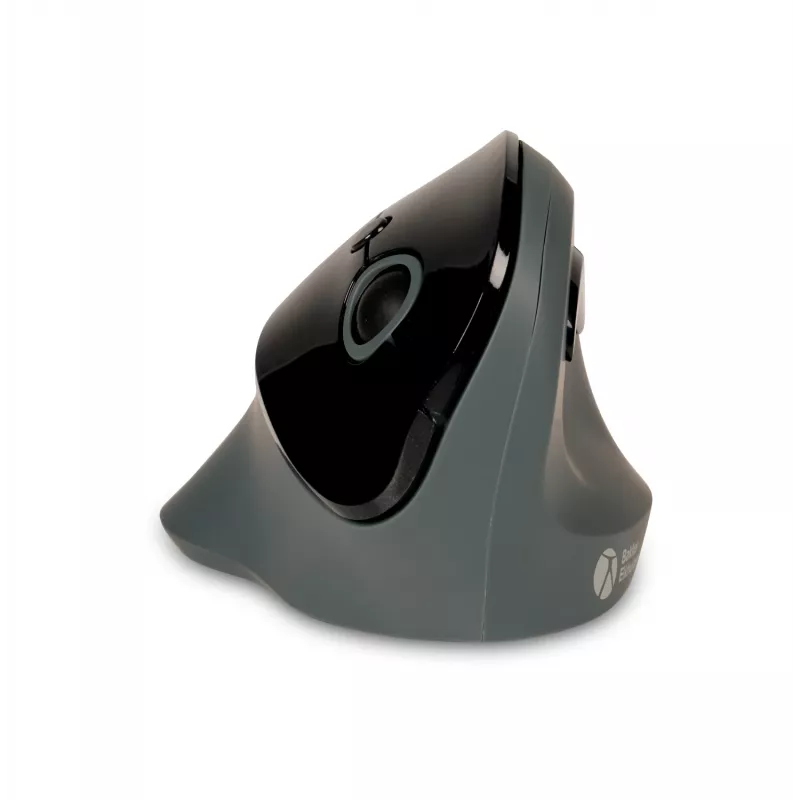 BakkerElkhuizen PRF Mouse Wireless tumši pelēks, labai rokai, vertikāls dizains, optiskais, RF bezvadu, 1600 DPI, melns, pelēks