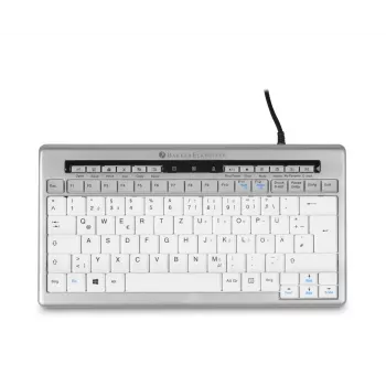 BakkerElkhuizen S-Board 840 DE Qwertz, Tenkeyless (80 - 87%), vadu, USB, šķērveida taustiņu slēdzis, QWERTZ, gaiši pelēks, balts