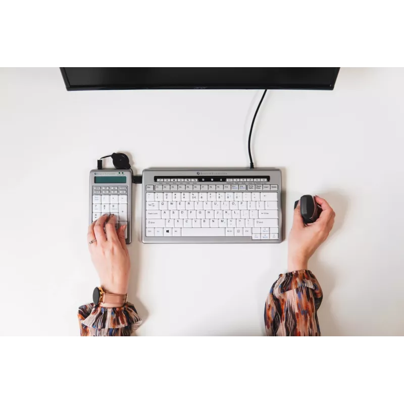 BakkerElkhuizen S-board 840 ciparu tastatūra, USB, PC, 1,2 m, gaiši pelēka, balta