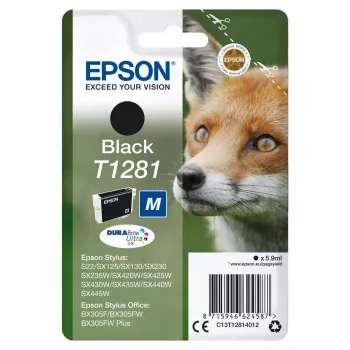 Epson T1281 Fox Singlepack tintes kasetne, melna