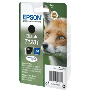 Epson Fox Singlepack Melns T1281 DURABrite Ultra Ink, Melns, pigmenta tinte, 5.9 ml, 1 gab.