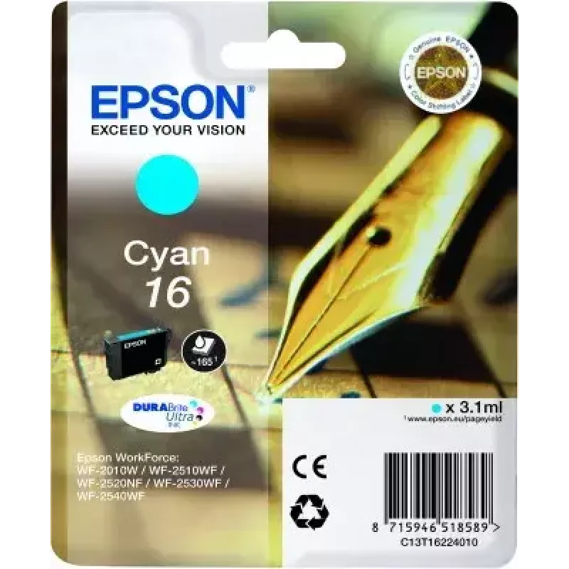 Tintes kasetne Epson C13T16224010 DURABrite Ultra ciāna Singlepack Standard Yield