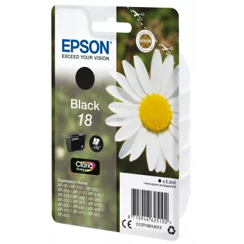 Epson Daisy Singlepack Melns 18 Claria Home Ink, melna, Pigmenta bāzes tinte, 5,2 ml, 1 gab., 175 lapas