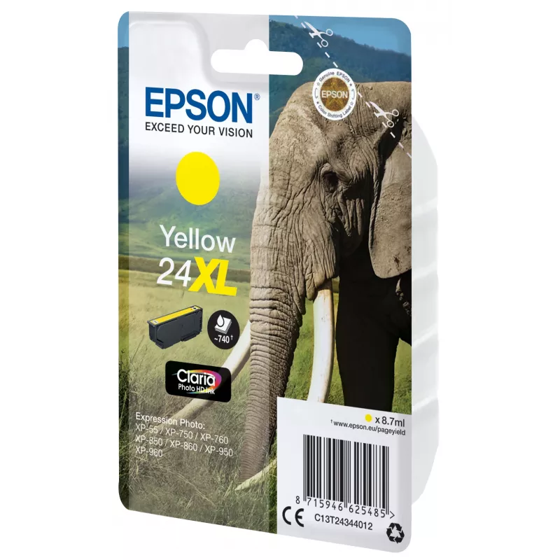 Epson Elephant Singlepack dzeltena 24XL Claria Photo HD Ink