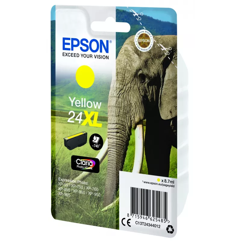 Epson Elephant Singlepack dzeltena 24XL Claria Photo HD Ink