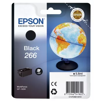 Epson Globe Singlepack Melns 266 tintes kasetne, melna, Pigmenta bāzes tinte, 5,8 ml, 1 gab., 250 lappuses