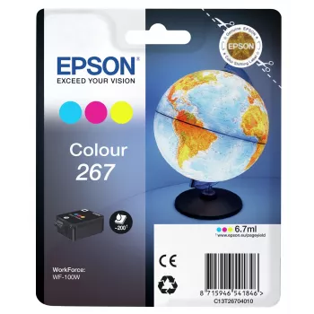 Epson Globe Singlepack Colour 267 tintes kasetne, ciāna, fuksīna, dzeltena, pigmenta bāzes tinte, 6.7 ml, 1 gab., 200 lapas