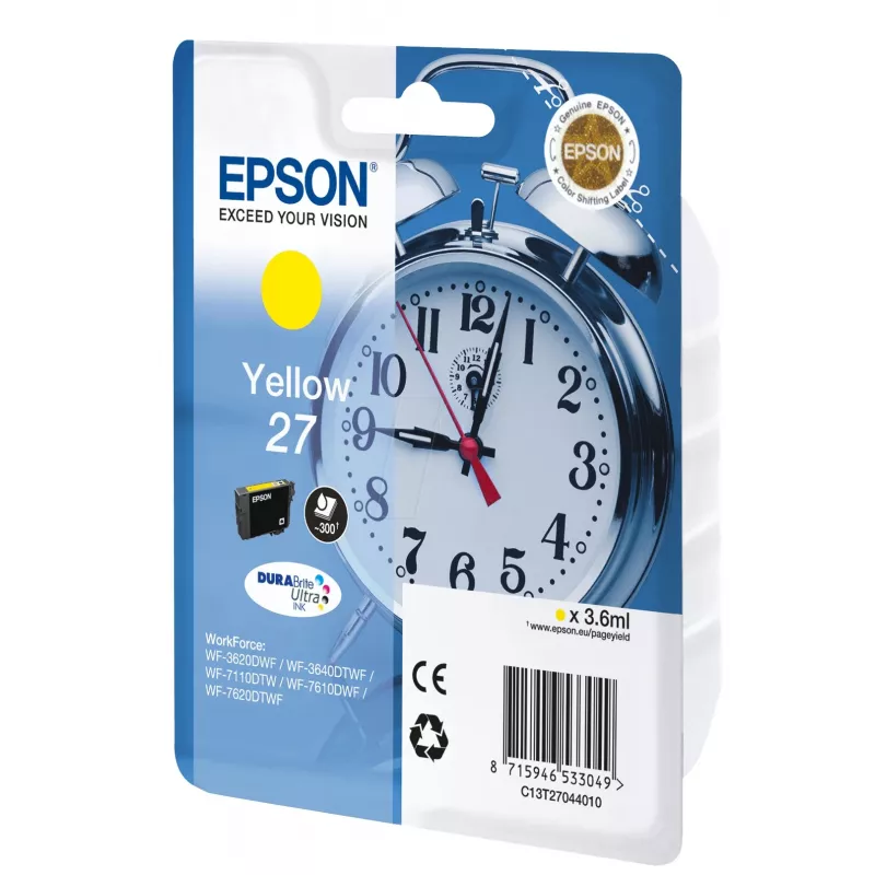 Epson Alarm clock 27 DURABrite Ultra tintes kasetne 1 gab. Oriģināls Dzeltens