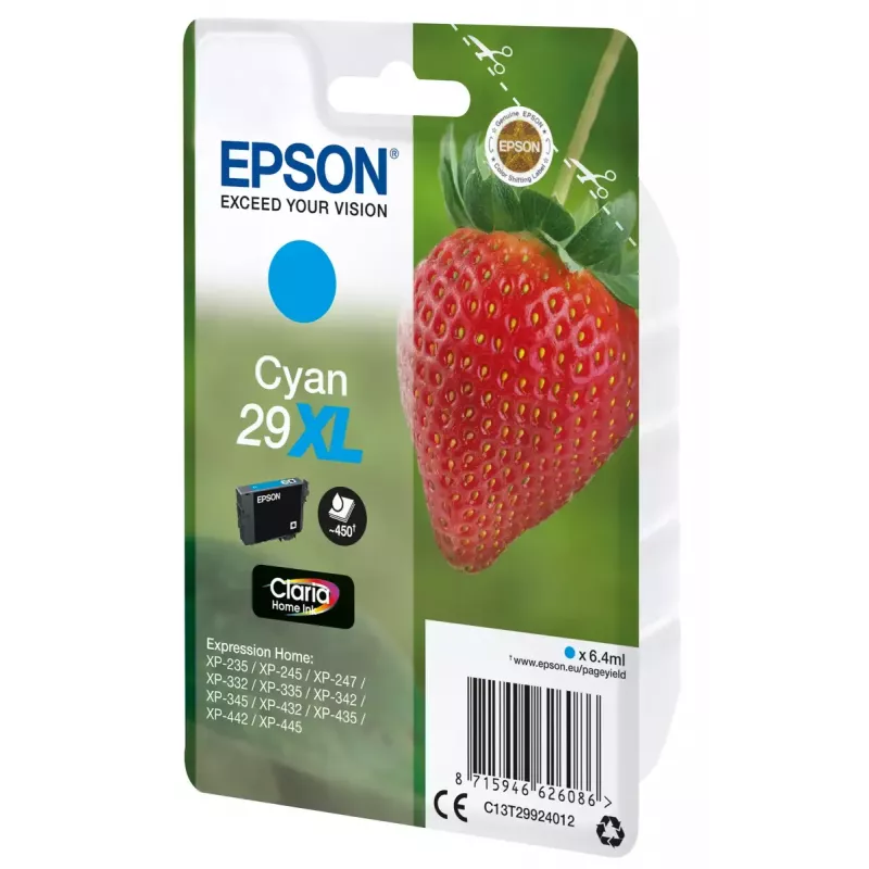 Epson Strawberry 29XL C tintes kasetne 1 gab. Oriģināla Augsta (XL) Ienesīgums Ciāna