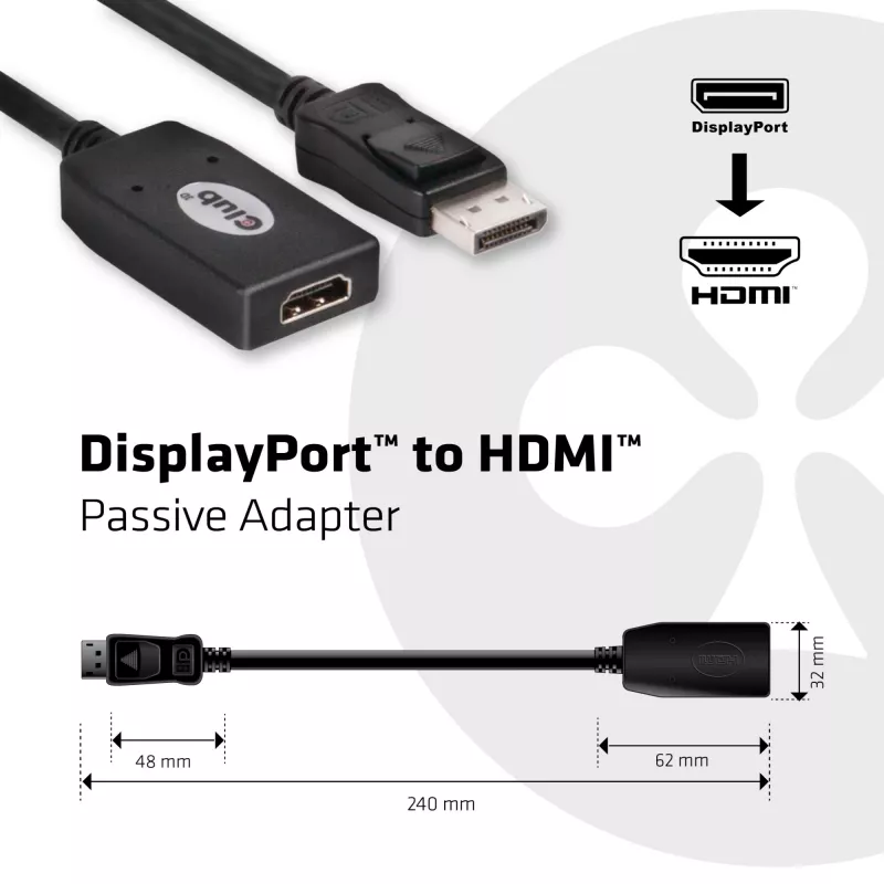 DisplayPort–HDMI pasīvais adapteris CLUB3D CAC-1001