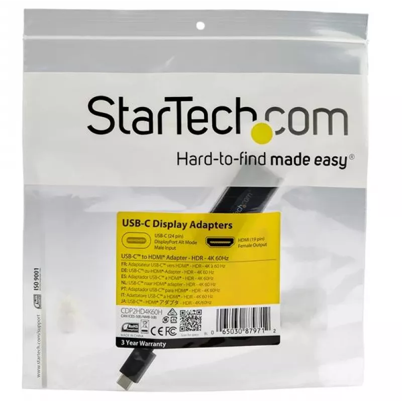 StarTech.com USB-C–HDMI adapteris – 4K 60 Hz video, HDR10 – USB-C uz HDMI 2.0b adaptera pārveidotājs – USB Type-C DP Alt Mode uz HDMI monitoru/displeju/TV – USB-C–HDMI pārveidotājs