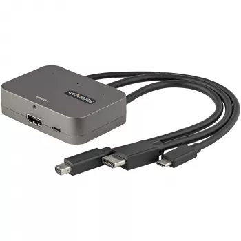 StarTech.com 3-in-1 Multiport uz HDMI adapteris - 4K 60Hz USB-C, HDMI vai Mini DisplayPort uz HDMI pārveidotājs konferenču telpai - Digitālais AV video adapteris HDMI monitora/displeja pievienošanai