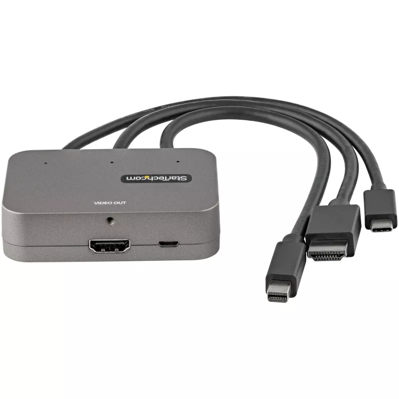 StarTech.com 3-in-1 Multiport uz HDMI adapteris - 4K 60Hz USB-C, HDMI vai Mini DisplayPort uz HDMI pārveidotājs konferenču telpai - Digitālais AV video adapteris HDMI monitora/displeja pievienošanai
