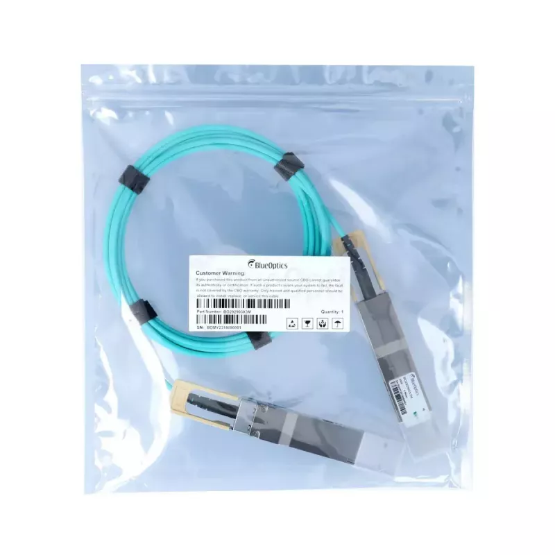 Tīkla kabelis BlueOptics C-DQ8FNM003-H0-M-BO QSFP-DD InfiniBand 3 m akvamarīna krāsā