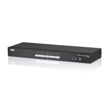 ATEN 4 portu USB DVI divu skatu KVM slēdzis ar audio un USB 2.0 centrmezglu (iekļauti KVM kabeļi)