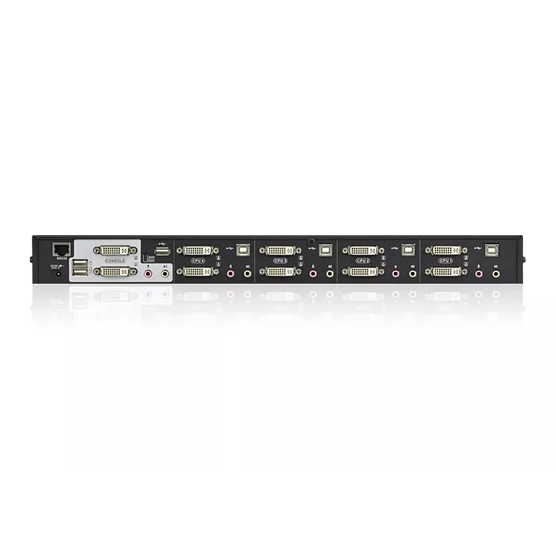 ATEN 4 portu USB DVI divu skatu KVM slēdzis ar audio un USB 2.0 centrmezglu (iekļauti KVM kabeļi)