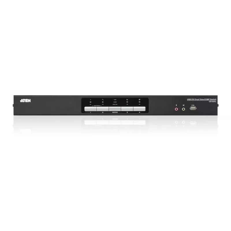 ATEN 4 portu USB DVI divu skatu KVM slēdzis ar audio un USB 2.0 centrmezglu (iekļauti KVM kabeļi)