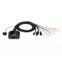 ATEN 2 portu USB-C DisplayPort hibrīda kabeļa KVM slēdzis, 4096 x 2160 pikseļi, 4K Ultra HD, 0,74 W, melns
