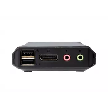 ATEN 2 portu USB-C DisplayPort hibrīda kabeļa KVM slēdzis, 4096 x 2160 pikseļi, 4K Ultra HD, 0,74 W, melns