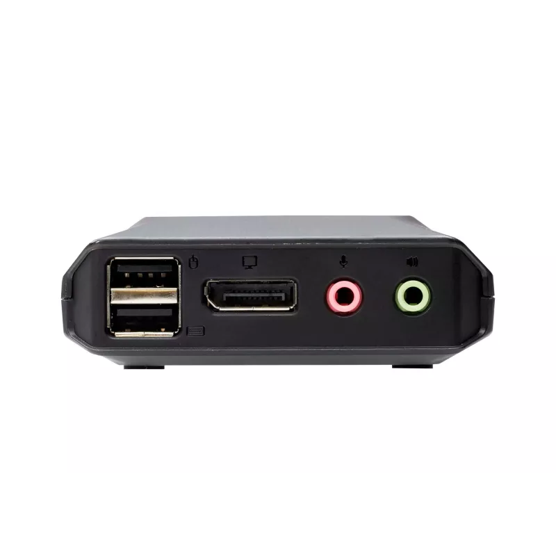 ATEN 2 portu USB-C DisplayPort hibrīda kabeļa KVM slēdzis, 4096 x 2160 pikseļi, 4K Ultra HD, 0,74 W, melns