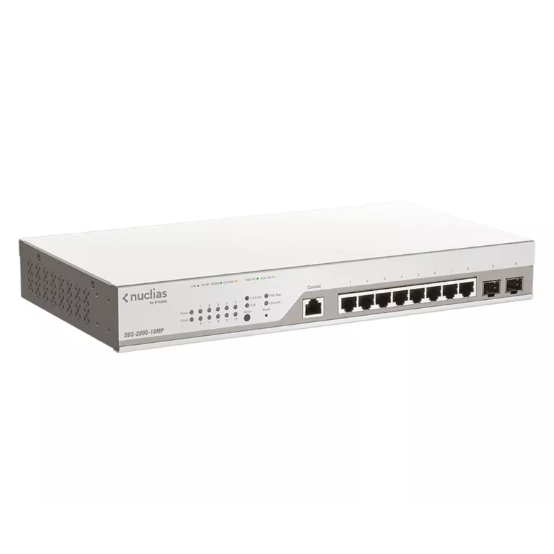 D-Link DBS-2000-10MP/E tīkla slēdzis Pārvaldīts L2 Gigabit Ethernet (10/100/1000) Power over Ethernet (PoE) Pelēks
