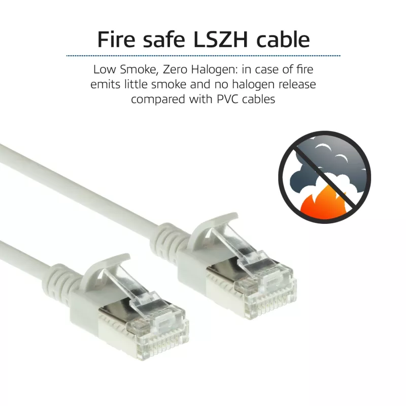ACT pelēks 2 metru LSZH U/FTP CAT6A datacenter plāns komutācijas kabelis bez aizķeršanās ar RJ45 savienotājiem