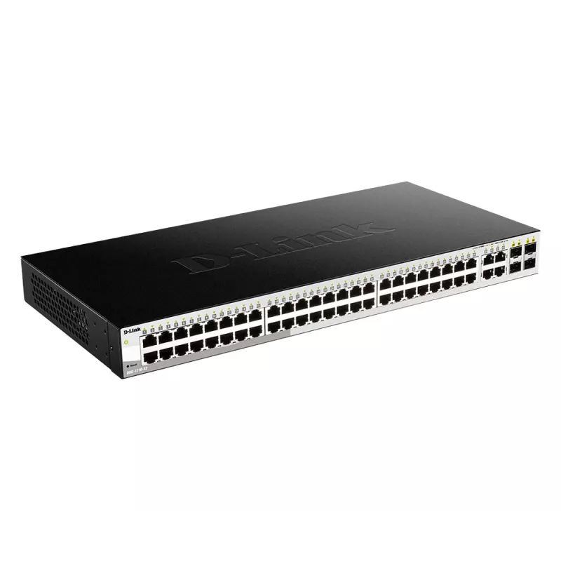 D-Link 52 portu Gigabit viedais pārvaldāmais slēdzis ar 4 x 100/1000Mbps kombinētajiem portiem