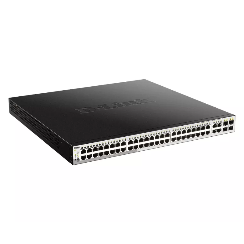 D-Link 52 portu PoE Gigabit viedais pārvaldāmais slēdzis ar 4 x 100/1000Mbps kombinētajiem portiem