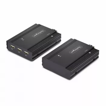 StarTech.com DisplayPort KVM pagarinātājs pa optisko šķiedru, 4K 60Hz, konsoles pagarinātāja komplekts, līdz 984 pēdām/300 m (daudzrežīmu) ar iepriekš uzstādītiem SFP+ moduļiem, 3x USB HID