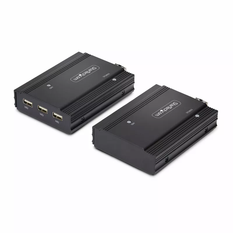 StarTech.com DisplayPort KVM pagarinātājs pa optisko šķiedru, 4K 60Hz, konsoles pagarinātāja komplekts, līdz 984 pēdām/300 m (daudzrežīmu) ar iepriekš uzstādītiem SFP+ moduļiem, 3x USB HID