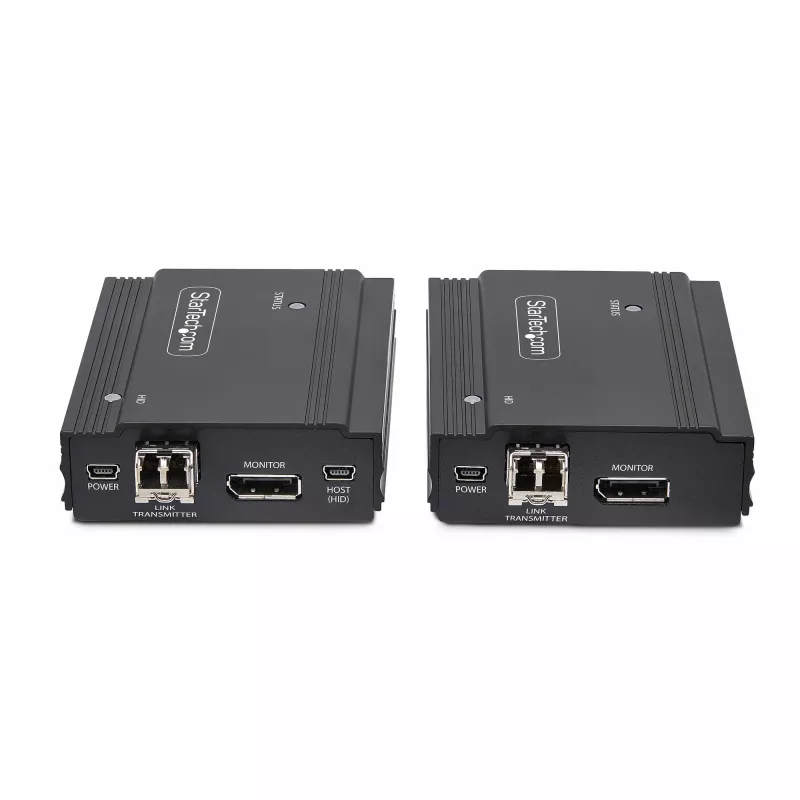 StarTech.com DisplayPort KVM pagarinātājs pa optisko šķiedru, 4K 60Hz, konsoles pagarinātāja komplekts, līdz 984 pēdām/300 m (daudzrežīmu) ar iepriekš uzstādītiem SFP+ moduļiem, 3x USB HID