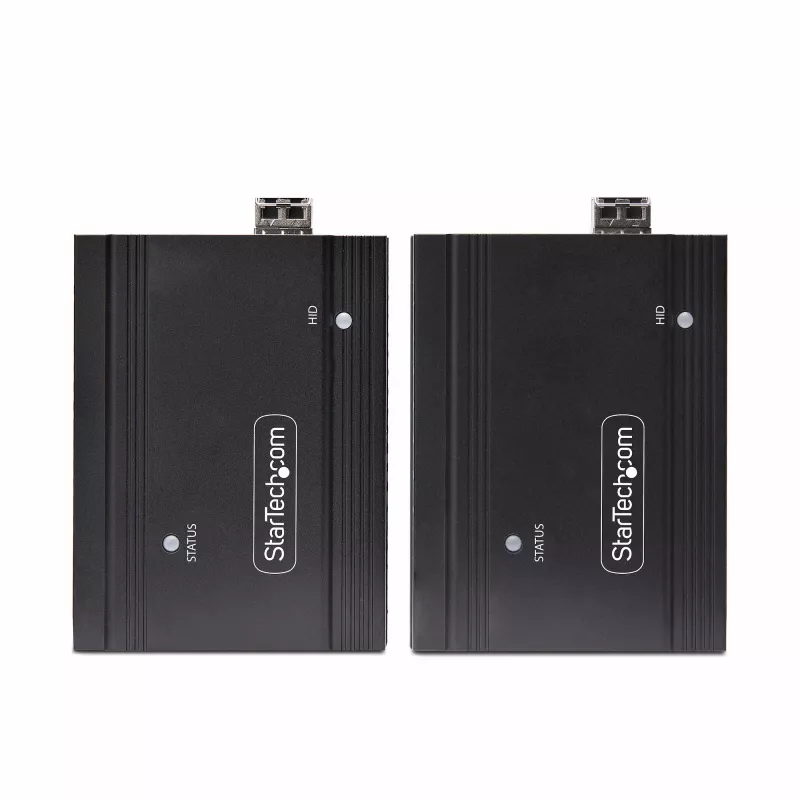 StarTech.com DisplayPort KVM pagarinātājs pa optisko šķiedru, 4K 60Hz, konsoles pagarinātāja komplekts, līdz 984 pēdām/300 m (daudzrežīmu) ar iepriekš uzstādītiem SFP+ moduļiem, 3x USB HID