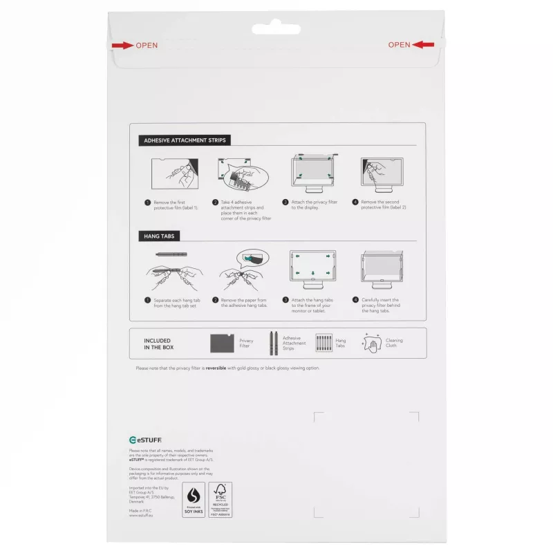 eSTUFF GLBG14310175 displeja privātuma filtrs 35,6 cm (14 collu) klēpjdatoram, bezrāmja displeja privātuma filtrs