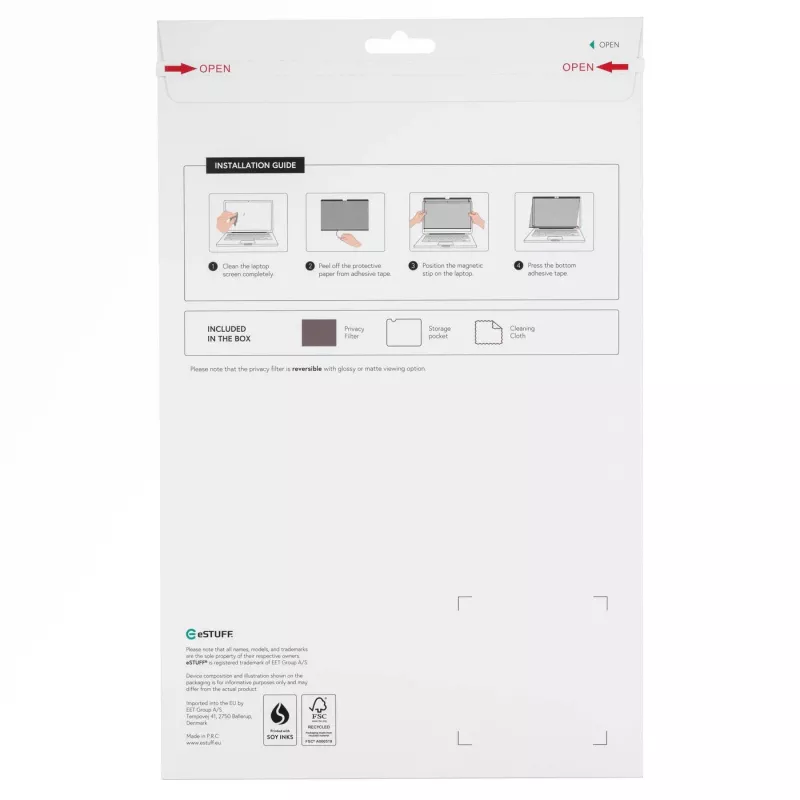 eSTUFF GLBMMB15 displeja privātuma filtrs 39,1 cm (15,4 collu) klēpjdatoram bez rāmja